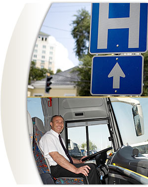 A Shuttle driver smiles as he arrives at the hospital